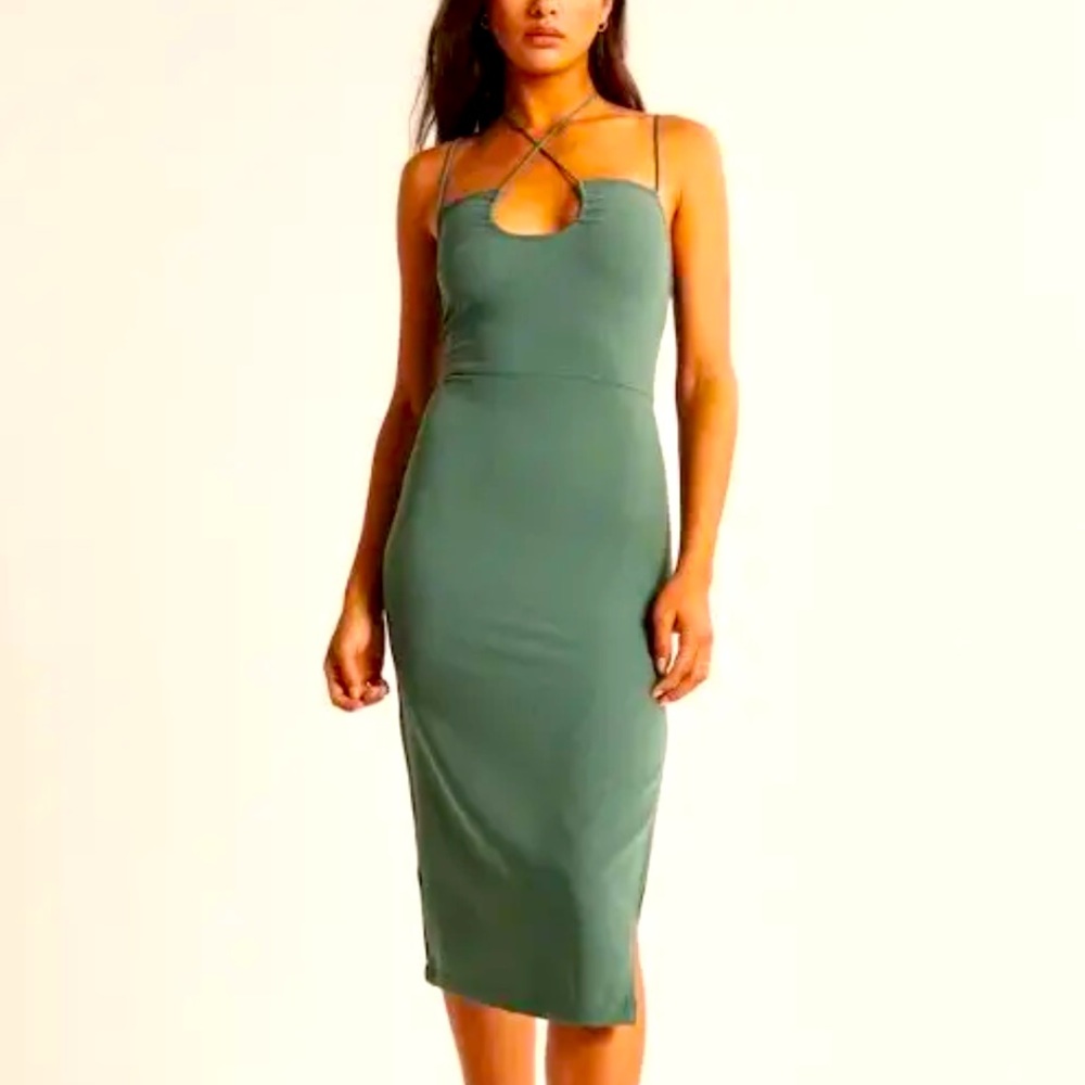Abercrombie & Fitch Green Spaghetti Strap Cocktail Dress (Size S)